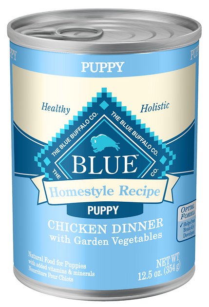 Blue Buffalo Homestyle Recipe Puppy Chicken Dinner with Garden Vegetables Canned Dog Food, 12.5-oz, case of 12