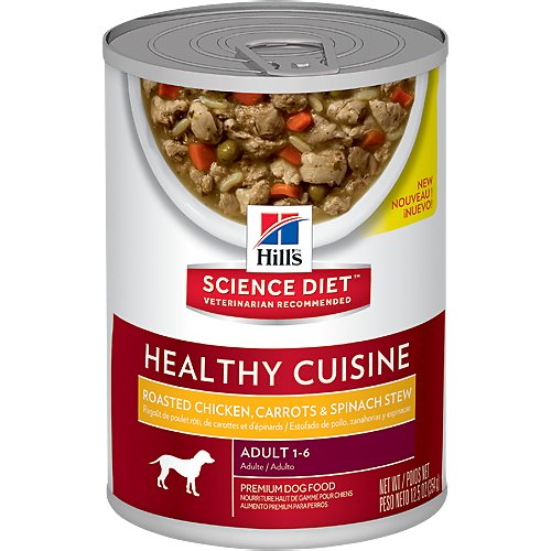 Hill's Science Diet Adult Healthy Cuisine Roasted Chicken, Carrots & Spinach Stew Canned Dog Food, 12.5-oz, case of 12