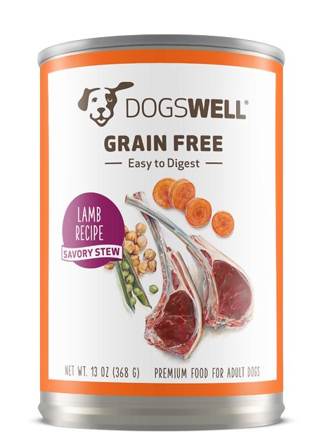 Dogswell Savory Stew Lamb Recipe Grain-Free Canned Dog Food, 13-oz, case of 12