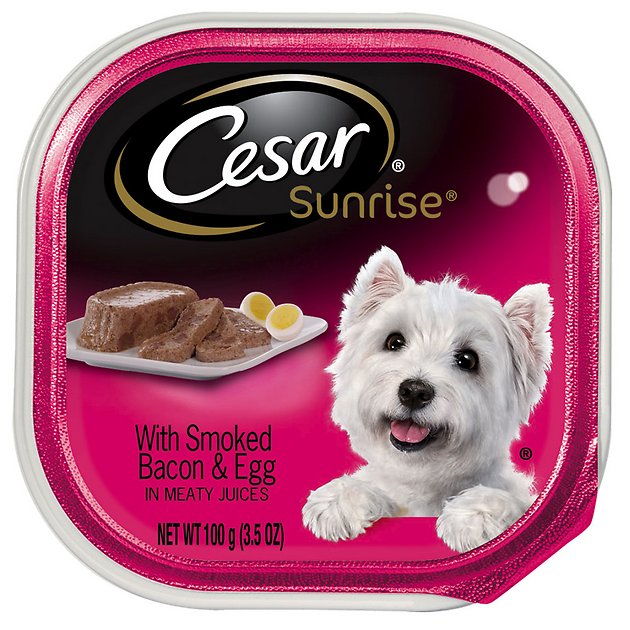 Cesar Sunrise Breakfast with Smoked Bacon & Egg Dog Food Trays, 3.5-oz, case of 24