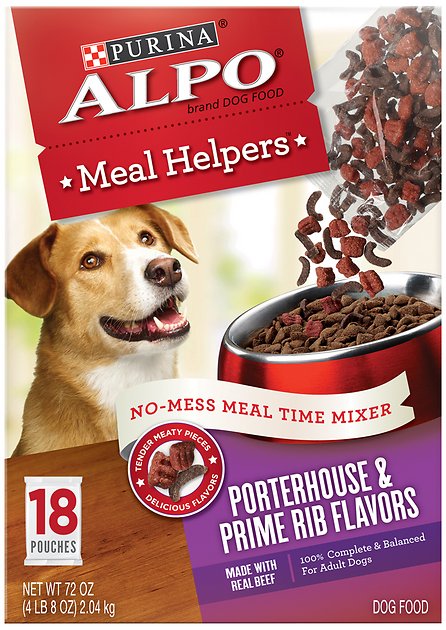 ALPO Meal Helpers Porterhouse & Prime Rib Flavors Dog Food Mixer, 4-oz pouch, case of 18