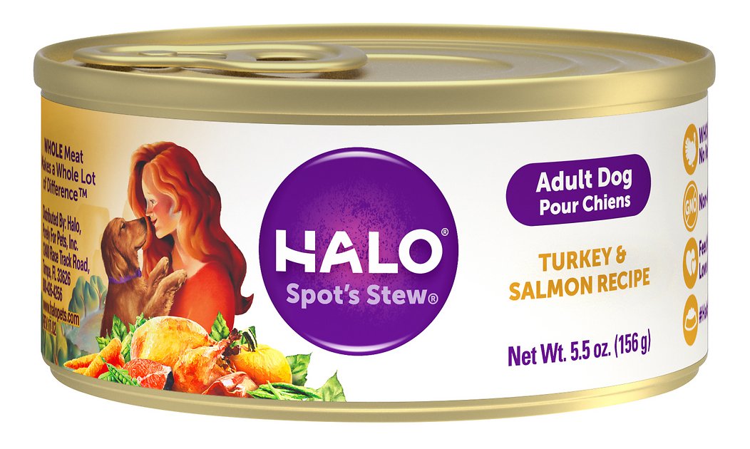 Halo Spot's Stew Succulent Salmon Recipe Canned Dog Food