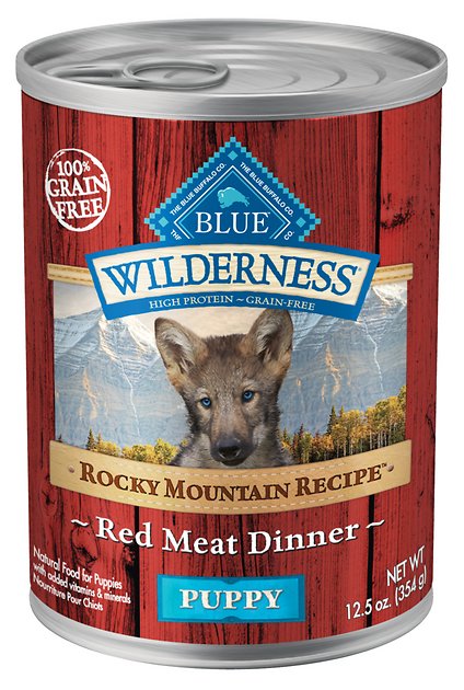 Blue Buffalo Wilderness Rocky Mountain Recipe Red Meat Dinner Puppy Grain-Free Canned Dog Food, 12.5-oz, case of 12