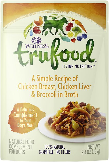 Wellness TruFood Chicken Breast, Chicken Liver & Broccoli in Broth Grain-Free Dog Food Topper, 2.8-oz, case of 24