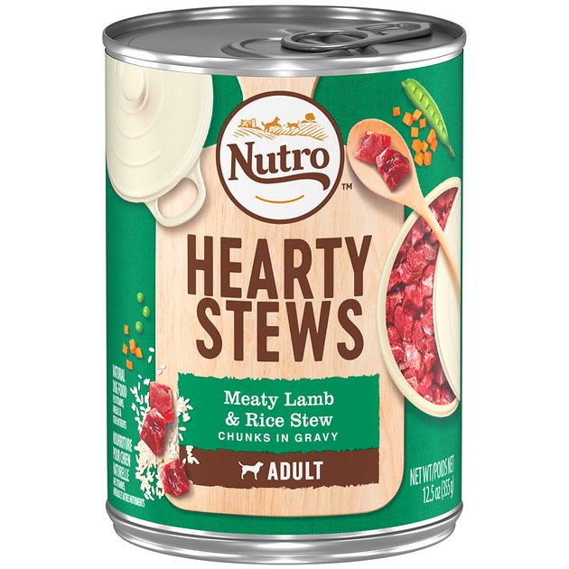 Nutro Adult Hearty Stews Meaty Lamb & Rice Stew Chunks In Gravy Canned Dog Food, 12.5-oz, case of 12