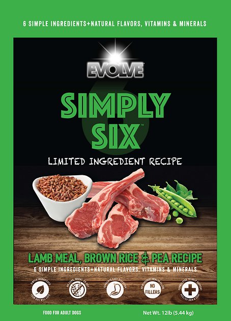 Evolve Simply Six Limited Ingredient Lamb Meal, Brown Rice & Pea Recipe Dry Dog Food