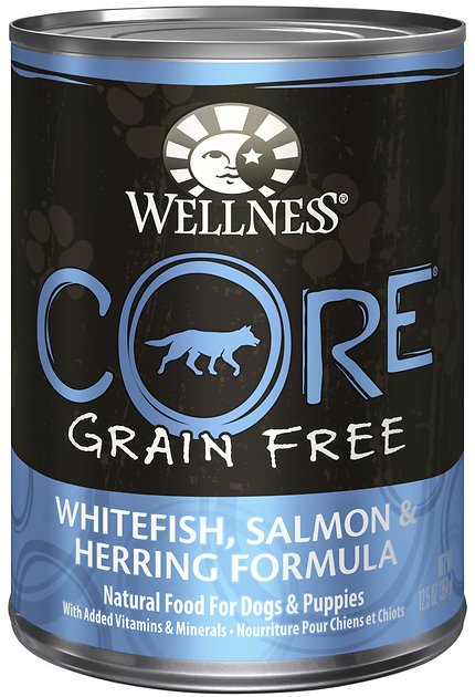 Wellness CORE Grain-Free Whitefish, Salmon & Herring Formula Canned Dog Food, 12.5-oz, case of 12