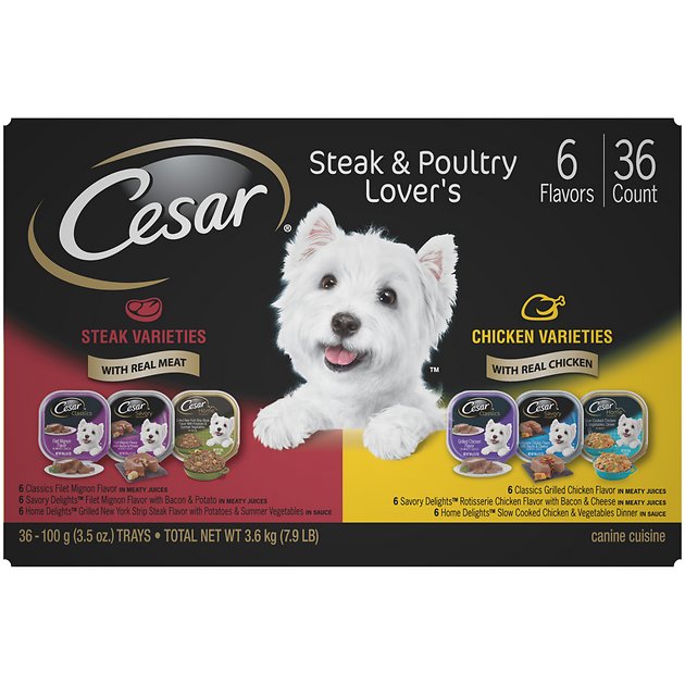 Cesar Steak & Poultry Lover's Variety Pack Dog Food Trays, 3.5-oz, case of 36