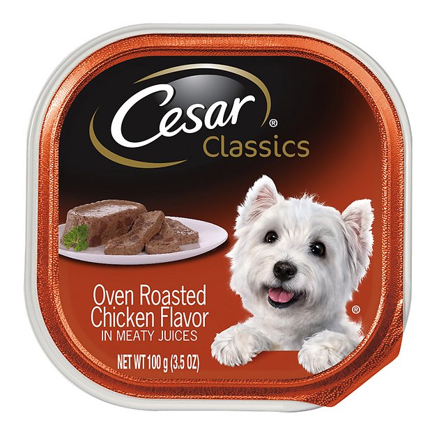 Cesar Classics Pate Oven Roasted Chicken Flavor Dog Food Trays, 3.5-oz, case of 24