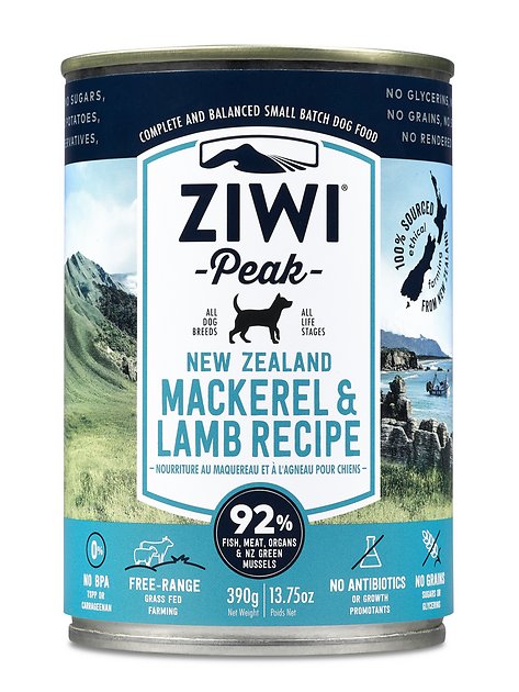 Ziwi Peak Mackerel & Lamb Recipe Canned Dog Food, 13.75-oz, case of 12