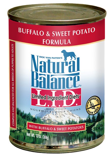 Natural Balance L.I.D. Limited Ingredient Diets Buffalo & Sweet Potatoes Formula Grain-Free Canned Dog Food, 13-oz, case of 12