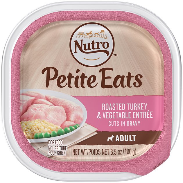 Nutro Adult Petite Eats Roasted Turkey & Vegetable Entree Cuts In Gravy Dog Food Trays, 3.5-oz, case of 24