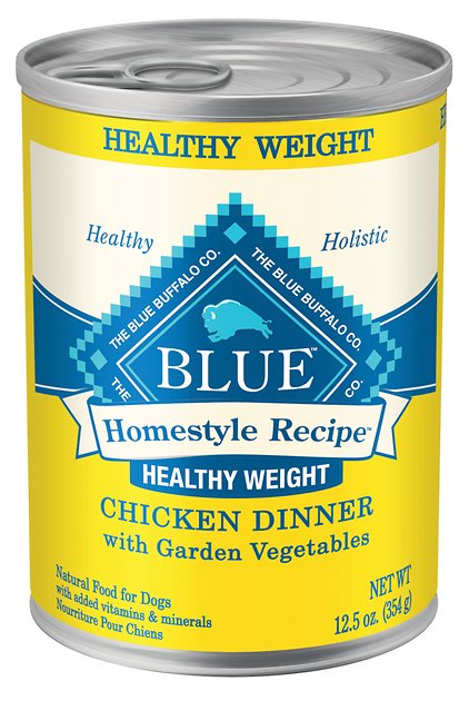 Blue Buffalo Homestyle Recipe Healthy Weight Chicken Dinner with Garden Vegetables & Brown Rice Canned Dog Food, 12.5-oz, case of 12