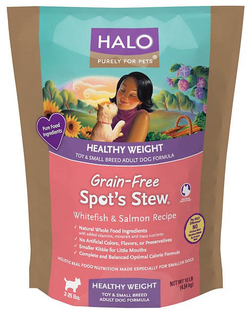 Halo Spot's Stew Healthy Weight Grain-Free Whitefish & Salmon Recipe Toy & Small Breed Adult Dry Dog Food