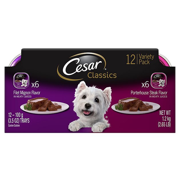 Cesar Classics Pate Beef Multipack Dog Food Trays, 3.5-oz, case of 12