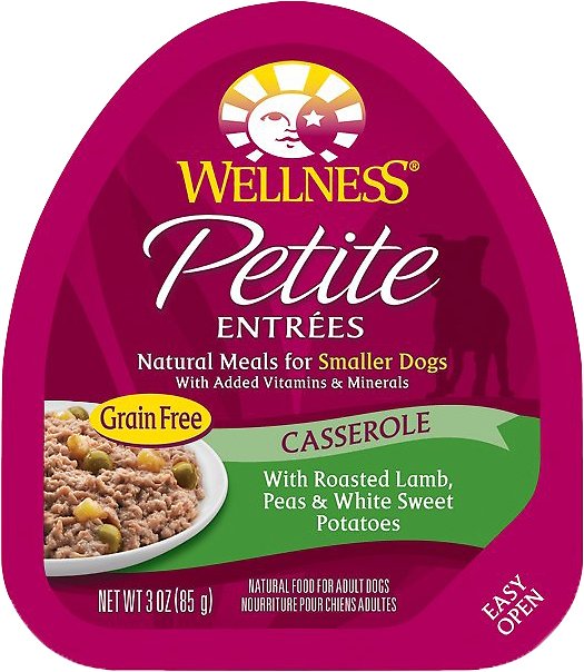 Wellness Petite Entrees Casserole with Roasted Lamb, Peas & White Sweet Potatoes Grain-Free Wet Dog Food, 3-oz, case of 24