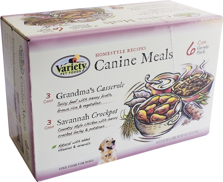 Variety Pet Foods Grandma's Casserole & Savannah Crockpot Variety Pack Canned Dog Food, 12.75-oz, case of 6