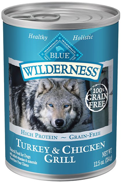 Blue Buffalo Wilderness Turkey & Chicken Grill Grain-Free Canned Dog Food, 12.5-oz, case of 12