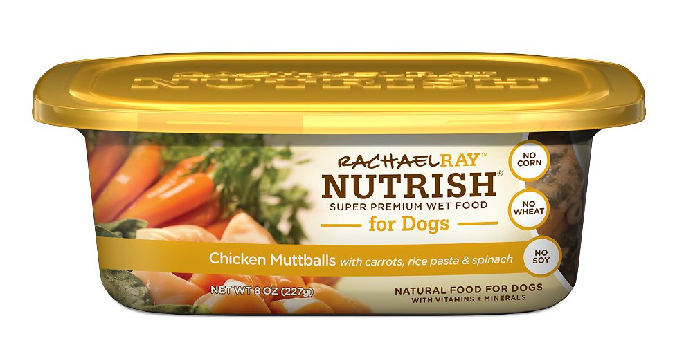 Rachael Ray Nutrish Natural Chicken Muttballs with Pasta Natural Wet Dog Food, 8-oz tub, case of 8