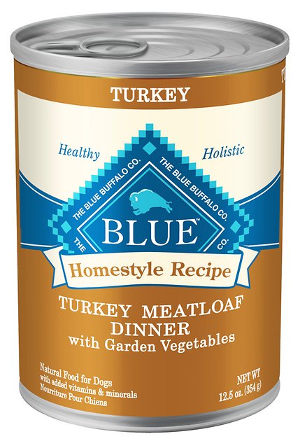 Blue Buffalo Homestyle Recipe Turkey Meatloaf Dinner with Garden Vegetables Canned Dog Food, 12.5-oz, case of 12