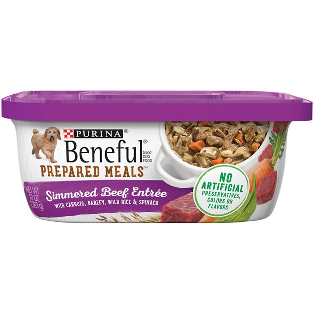 Purina Beneful Prepared Meals Simmered Beef Entree with Carrots, Barley, Wild Rice & Spinach Wet Dog Food, 10-oz, case of 8