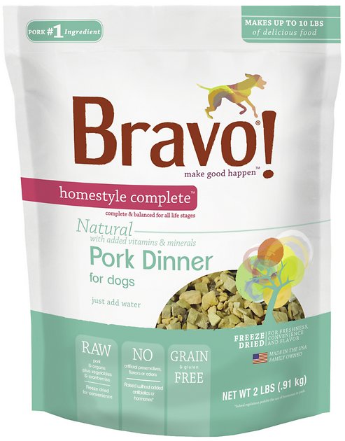 Bravo! Homestyle Complete Pork Dinner Grain-Free Freeze-Dried Dog Food