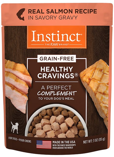 Instinct by Nature's Variety Healthy Cravings Grain-Free Real Salmon Recipe in Savory Gravy Wet Dog Food Topper, 3-oz, case of 24