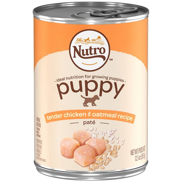 Nutro Puppy Tender Chicken & Oatmeal Recipe Pate Canned Dog Food, 12.5-oz, case of 12