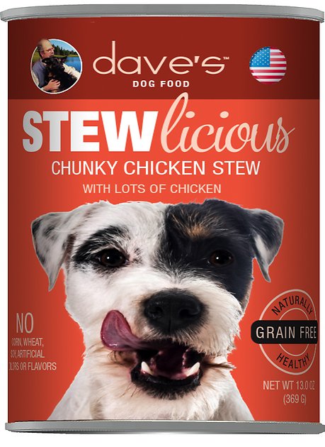 Dave's Pet Food Stewlicious Grain-Free Chunky Chicken Stew Canned Dog Food, 13-oz, case of 12