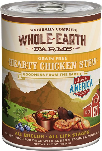 Whole Earth Farms Grain-Free Hearty Chicken Stew Canned Dog Food, 12.7-oz, case of 12