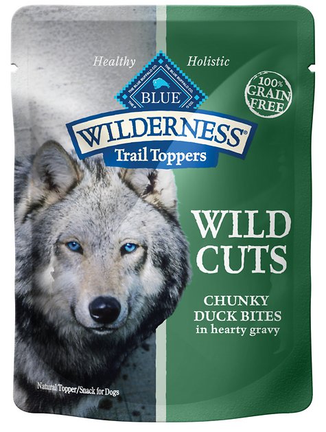 Blue Buffalo Wilderness Trail Toppers Wild Cuts Chunky Duck Bites in Hearty Gravy Grain-Free Dog Food Topper, 3-oz, case of 24