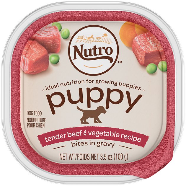 Nutro Puppy Tender Beef & Vegetable Recipe Bites In Gravy Dog Food Trays, 3.5-oz, case of 24