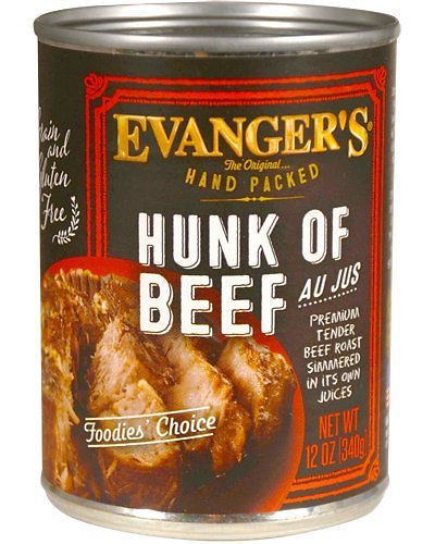 Evanger's Grain-Free Hand Packed Hunk of Beef Canned Dog Food, 12-oz, case of 12