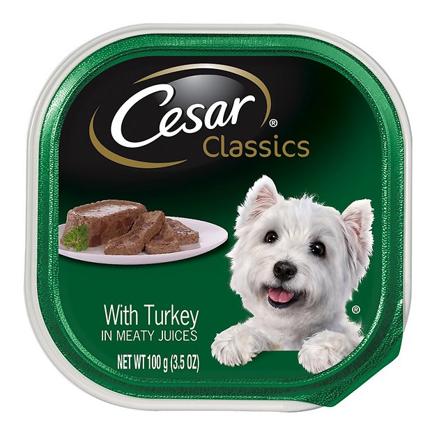 Cesar Classics Pate with Turkey Dog Food Trays, 3.5-oz, case of 24