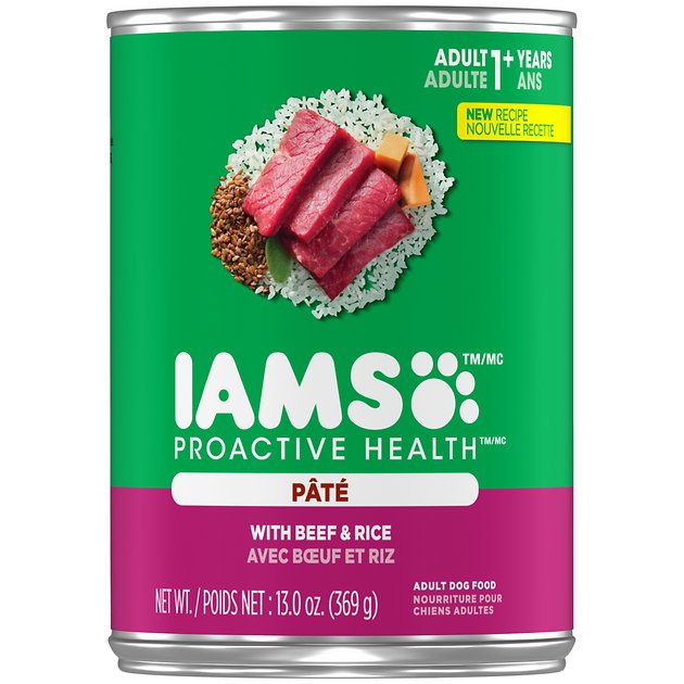 Iams Proactive Health Adult With Beef & Rice Pate Canned Dog Food