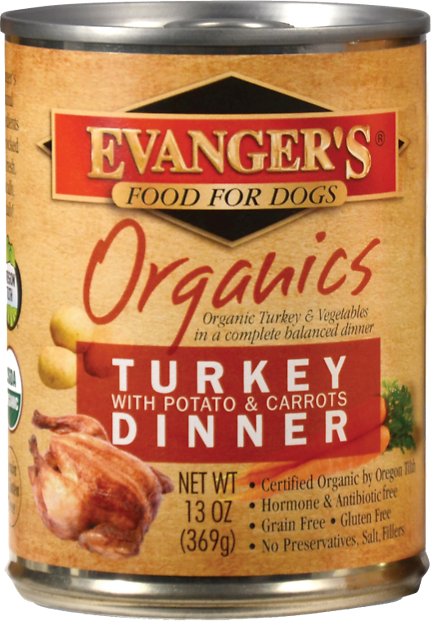 Evanger's Organics Turkey with Potato & Carrots Dinner Grain-Free Canned Dog Food, 13-oz, case of 12