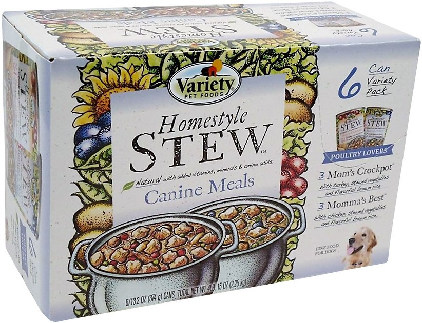 Variety Pet Foods Homestyle Stew Poultry Lovers Variety Pack Canned Dog Food, 13.2-oz, case of 6