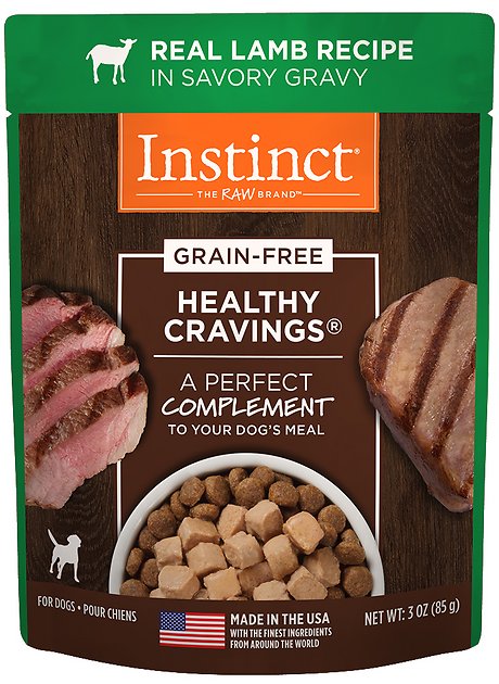 Instinct by Nature's Variety Healthy Cravings Grain-Free Real Lamb Recipe in Savory Gravys Wet Dog Food Topper, 3-oz, case of 24