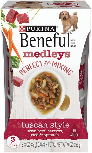 Purina Beneful Medleys Tuscan Style Canned Dog Food, 3-oz, pack of 3