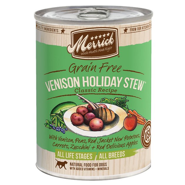 Merrick Classic Grain-Free Venison Holiday Stew Recipe Canned Dog Food, 13.2-oz, case of 12