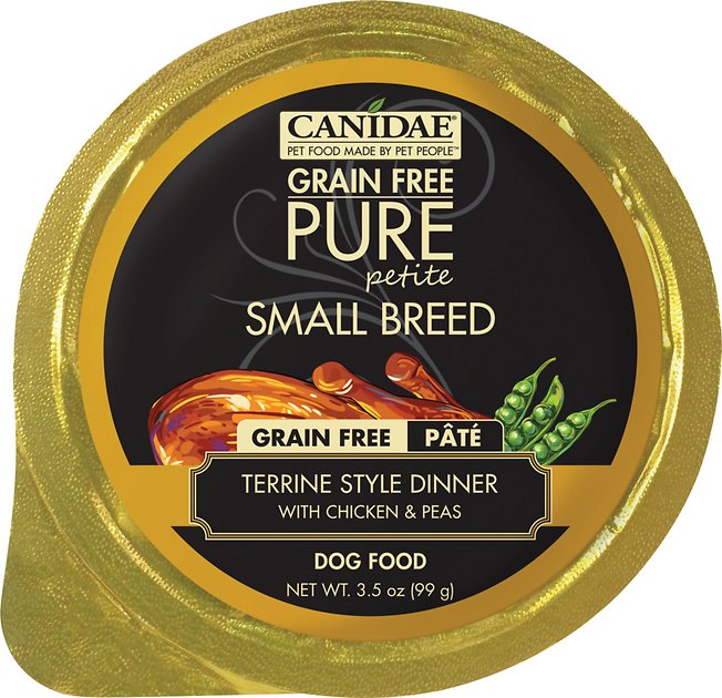 CANIDAE Grain-Free PURE Petite Terrine Style Dinner with Chicken & Peas Small Breed Dog Food Trays, 3.5-oz, case of 12