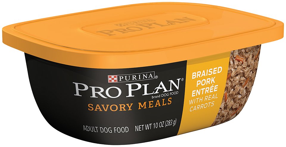 Purina Pro Plan Savory Meals Braised Pork Entree with Real Carrots Wet Dog Food, 10-oz tub, case of 8