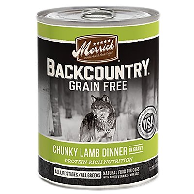 Merrick Backcountry Grain-Free Chunky Lamb Dinner in Gravy Canned Dog Food, 12.7-oz, case of 12