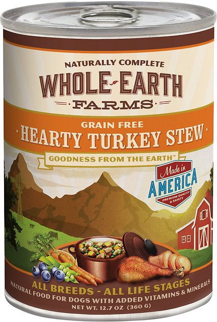 Whole Earth Farms Grain-Free Hearty Turkey Stew Canned Dog Food, 12.7-oz, case of 12