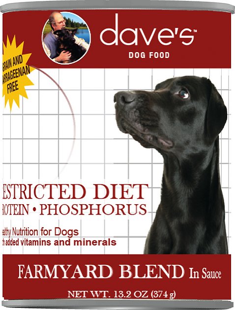 Dave's Pet Food Restricted Diet Protein & Phosphorus Farmyard Blend in Sauce Grain-Free Canned Dog Food, 13.2-oz, case of 12