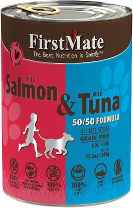 FirstMate 50/50 Salmon & Tuna Formula Grain-Free Canned Dog Food, 12.2-oz, case of 12