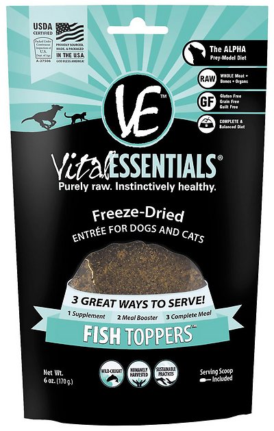 Vital Essentials Fish Freeze-Dried Dog & Cat Food Topper, 6-oz bag