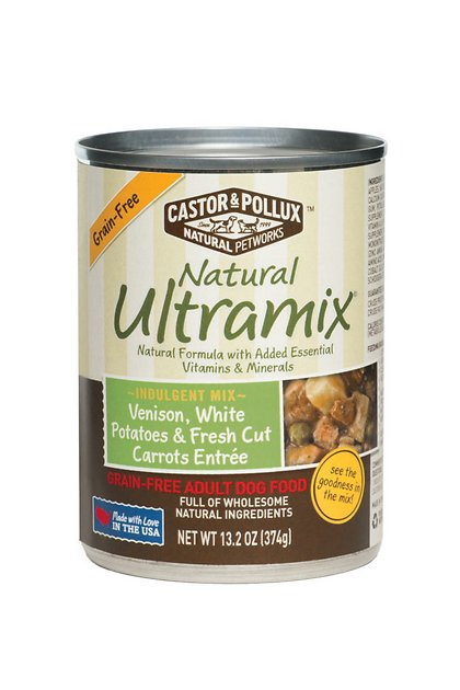 Castor & Pollux Natural Ultramix Venison, White Potatoes & Fresh Cut Carrots Entree Grain-Free Adult Canned Dog Food, 13.2-oz, case of 12