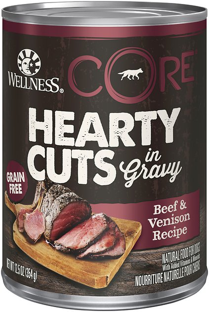 Wellness CORE Grain-Free Hearty Cuts in Gravy Beef & Venison Recipe Canned Dog Food, 12.5-oz, case of 12