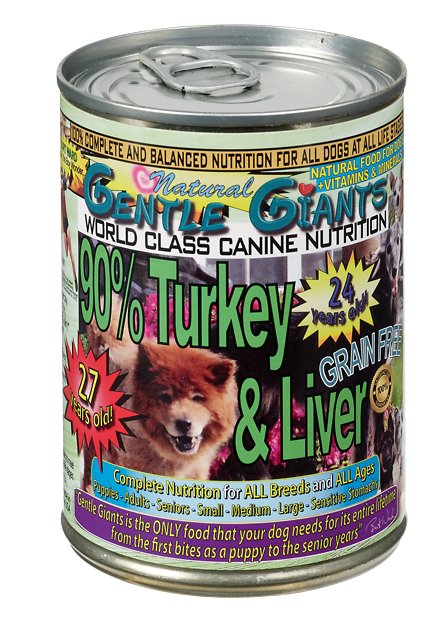 Gentle Giants Canine Nutrition 90% Turkey & Liver Grain-Free Canned Dog Food, 13-oz, case of 12